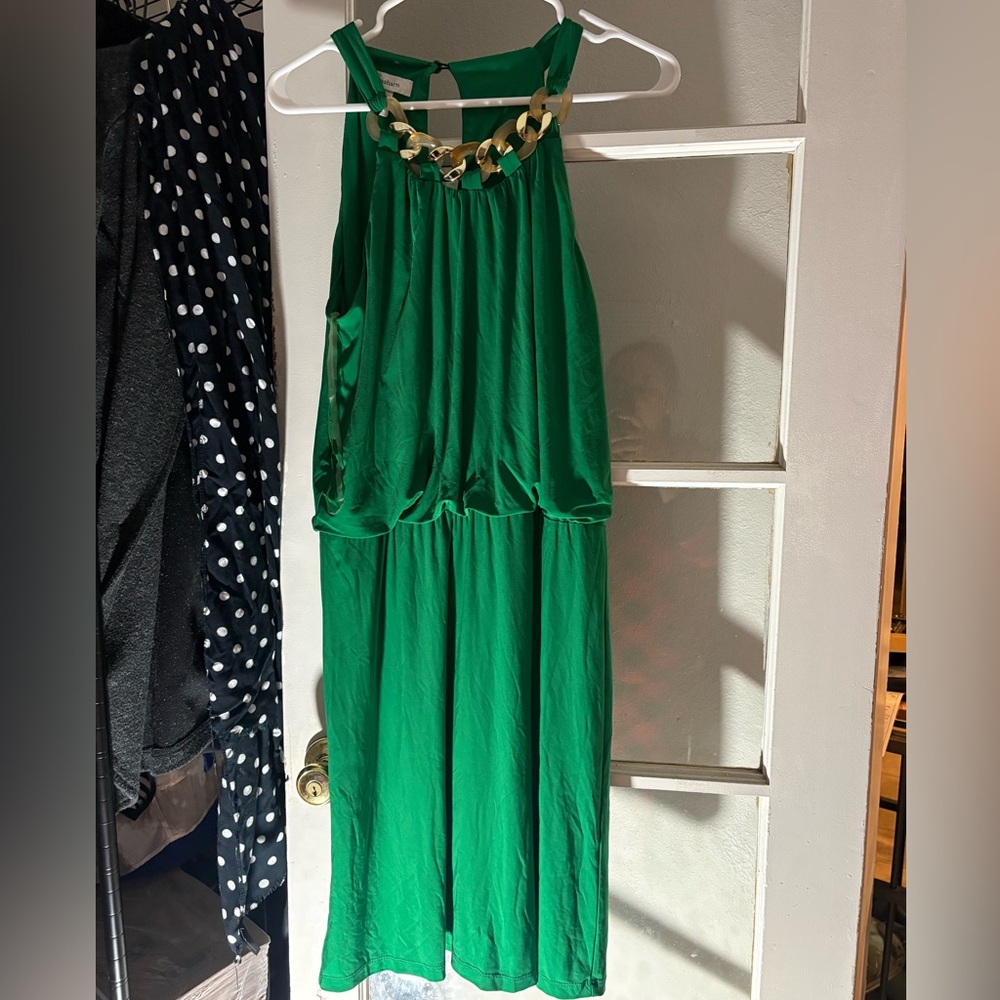 dressbarn Green Chain-Detail Midi Dress